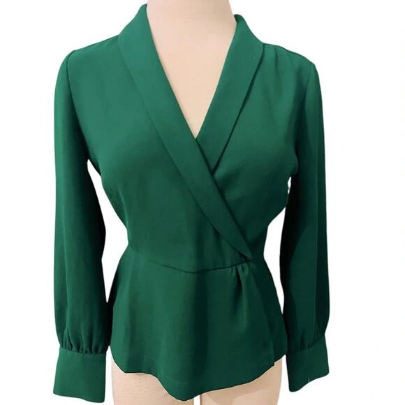 J.Crew Double V Blouse Green Size 0 - Picture 13 of 13
